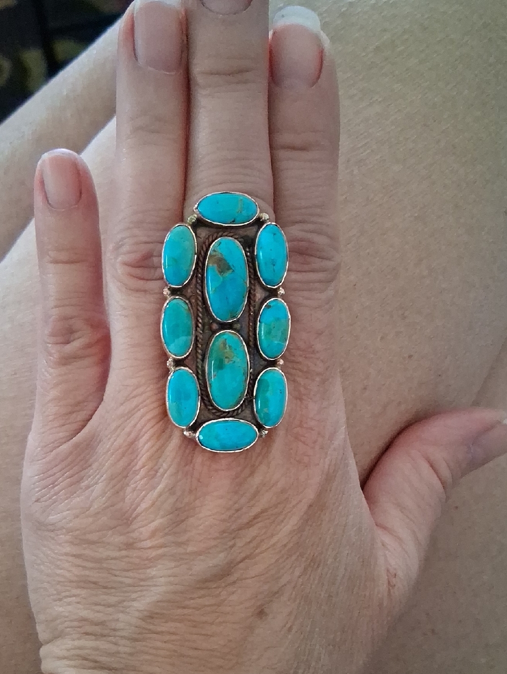 Handcrafted Turquoise Cluster Ring
